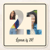 21. Geburtstag Foto Rahmen Untersetzer (Vorderseite)