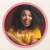 21. Geburtstag Foto Rahmen Untersetzer (Vorderseite)