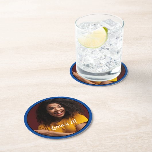 21. Geburtstag Foto Rahmen Untersetzer Blau (Vor Ort)