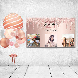 21. Geburtstag Foto Rose Gold Rosa Glitzer Banner