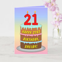 21. Geburtstag — Fun Cake & Candles, w/Individuell