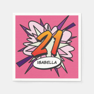 21 Geburtstag Fun Retro Comic Book Serviette