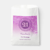 21. Geburtstag | Funkelnder rosa Goldglitter Geschenktütchen (Vorderseite)
