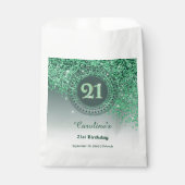 21. Geburtstag | Funkelndes grünes Gold-Glitter Geschenktütchen (Vorderseite)