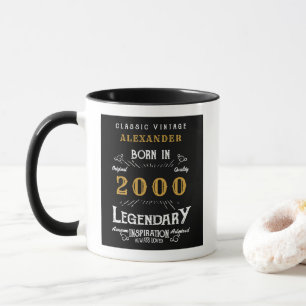 21. Geburtstag Geboren 2000 Retro Schwarz Personal Tasse