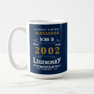 21. Geburtstag Geboren 2002 Name hinzufügen Blau G Kaffeetasse