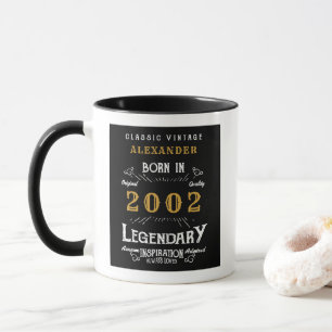 21. Geburtstag Geboren 2002 Retro Black Personalis Tasse