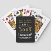 21. Geburtstag Geboren 2005 Legende Schwarz Gold Spielkarten (Rückseite)
