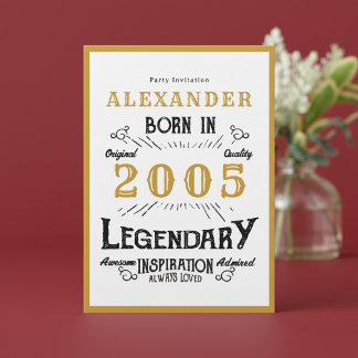 21. Geburtstag Geboren 2005 White Gold Legende Einladung