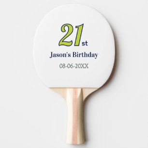 21. Geburtstag gelb blau grün fett geschriebene Na Tischtennis Schläger