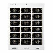 21. Geburtstag Gold Glitzer Confetti Black Adressaufkleber (Vorne)