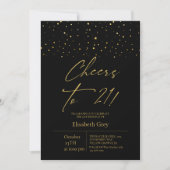 21. Geburtstag Gold Schwarz Modern Einladung (Vorderseite)