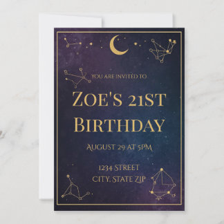 21. Geburtstag | Gold Stars Einladung