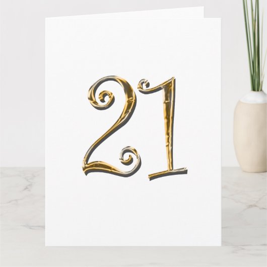 21. Geburtstag Gold weiß elegant Karte (Vorderseite)