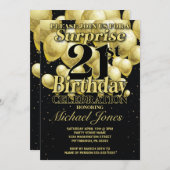 21. Geburtstag Golden Balloons Einladung (Vorne/Hinten)