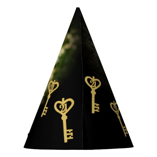 21. Geburtstag Goldschlüssel personalisierter Foto Partyhütchen (Rückseite)