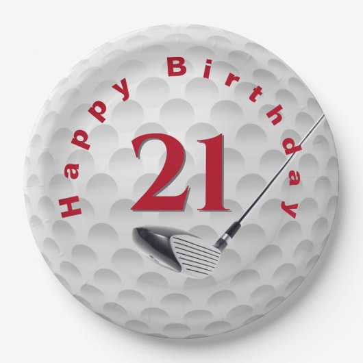 21. Geburtstag Golf Ball Design Paper Plate Pappteller (Vorderseite)