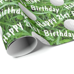 21. Geburtstag Golf Balls auf Grass Wrapping Paper Geschenkpapier