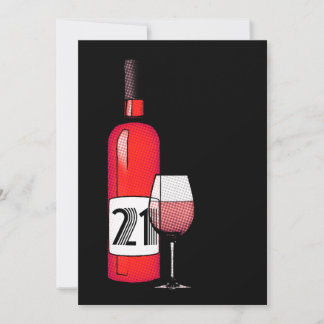 21. Geburtstag: Halbweinflasche und Glas Einladung