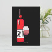 21. Geburtstag: Halbweinflasche und Glas Einladung (Stehend Vorderseite)