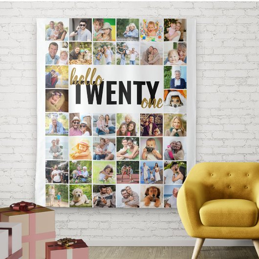 21. Geburtstag Hallo 21 140 FotoCollage Wandteppich