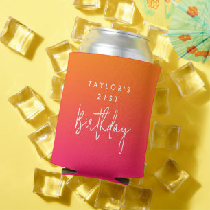 21. Geburtstag hell Hot Pink und Orange Ombre Dosenkühler