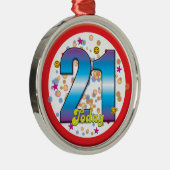 21. Geburtstag heute v2 Silbernes Ornament (Rechts)