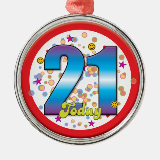 21. Geburtstag heute v2 Silbernes Ornament (Vorne)