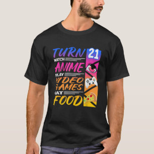 21. Geburtstag I Manga I Gamer I 90s Kawaii Pizza  T-Shirt