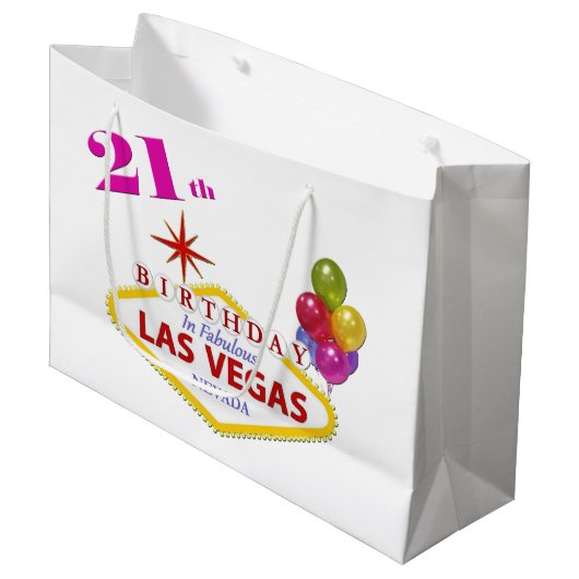 21. Geburtstag in Las Vegas Geschenktasche Große Geschenktüte (Vorderseite Schrägansicht)