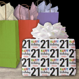 21. Geburtstag individualisierbarer Name Geburtsta Geschenkpapier