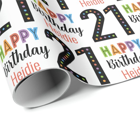 21. Geburtstag individualisierbarer Name Geburtsta Geschenkpapier (Rolleneckpunkt)