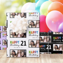 21. Geburtstag Individuelle Name Foto Wrapping Pap Geschenkpapier Set