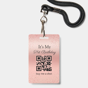 21. Geburtstag, kauf mir einen Shot, QR-Code, Rosé Ausweis