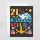21. Geburtstag Kreuzfahrt B-Day Party Postkarte (Vorne/Hinten)