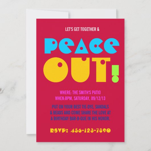 21. Geburtstag kühlen heraus FriedensParty Einladung (Rückseite)