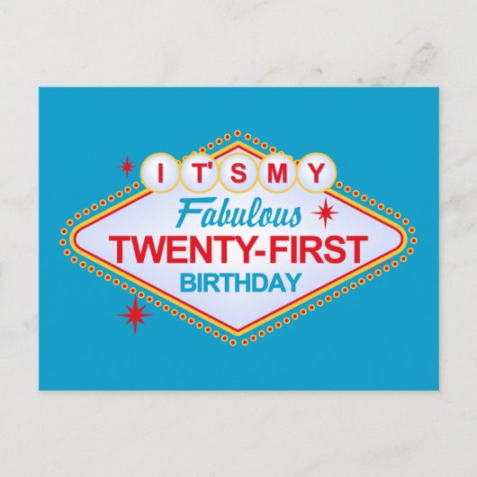 21. Geburtstag Las Vegass Ankündigungspostkarte (Vorderseite)