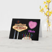 21. Geburtstag Las Vegass ROSA HERZ-BALLON Karte (Gelbe Blume)