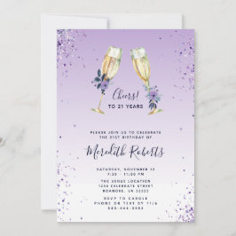 21. Geburtstag Lavender Ombre Champagne Toast Part Einladung