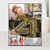 21. Geburtstag Leopard Print Gold Balloons Foto Karte (Vorderseite)