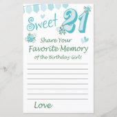 21. Geburtstag Lieblingsgedächtnis des Geburtstags (Vorderseite)