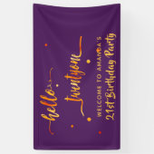 21. Geburtstag lila Gold Hallo 22 Banner (Vertikal)
