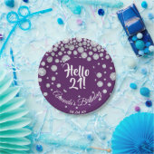 21. Geburtstag lila hello 21 Diamanten Glam Pappteller (Party)