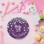 21. Geburtstag lila hello 21 Diamanten Glam Pappteller (Party)
