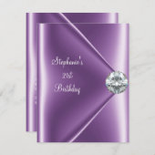 21. Geburtstag Lila Mauve Diamond Jewel 2 Einladung (Vorne/Hinten)