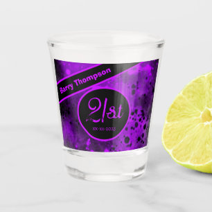 21. Geburtstag Lila Paint Spritzer Shot glass Schnapsglas