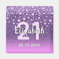 21. Geburtstag lila rosa Glitzer Diamanten Name
