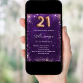 21. Geburtstag lila Rose Gold Luxus Einladung