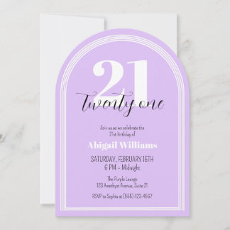21. Geburtstag Lila Schwarzer Bogen Einladung