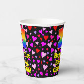 21. Geburtstag: Loving Hearts Pattern, Regenbogen Pappbecher (Rechts)